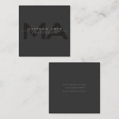 Modern Elegant Donkergrijs Vierkante Visitekaartje (Voorkant / Achterkant)
