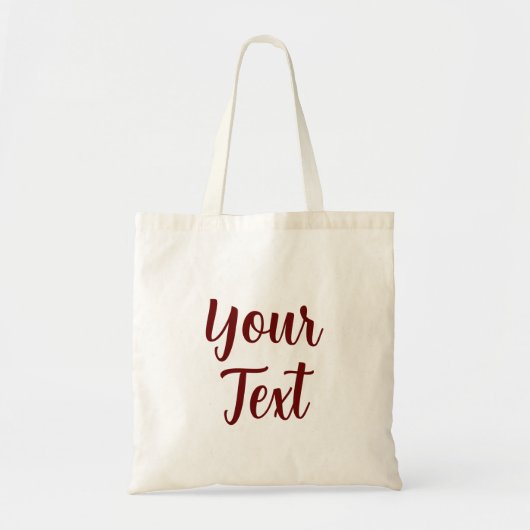 Modern elegant donkerrood, Jouw tekst bovenaan toe Tote Bag (Voorkant)
