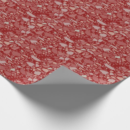 Modern Elegant Donkerrood Terrazzo Effect Tegel Cadeaupapier (Hoek)