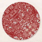 Modern Elegant Donkerrood Terrazzo Effect Tegel Ronde Kartonnen Onderzetter (Voorkant)