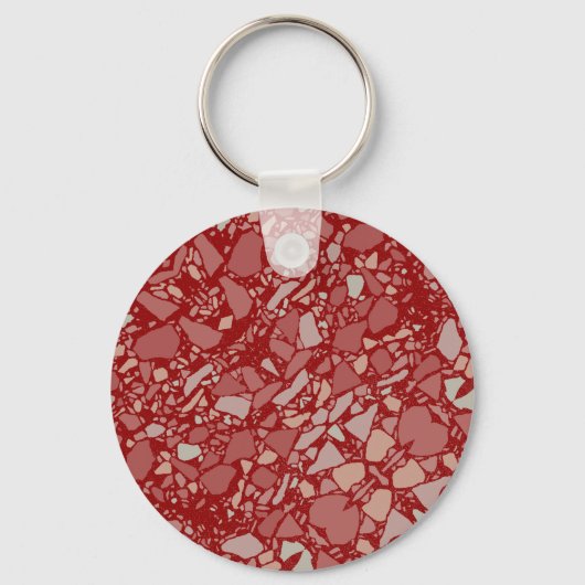 Modern Elegant Donkerrood Terrazzo Effect Tegel Sleutelhanger (Achterkant)