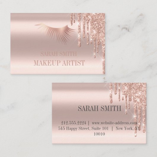 Modern Elegant druipt gouden roos Visitekaartje (Voorkant / Achterkant)