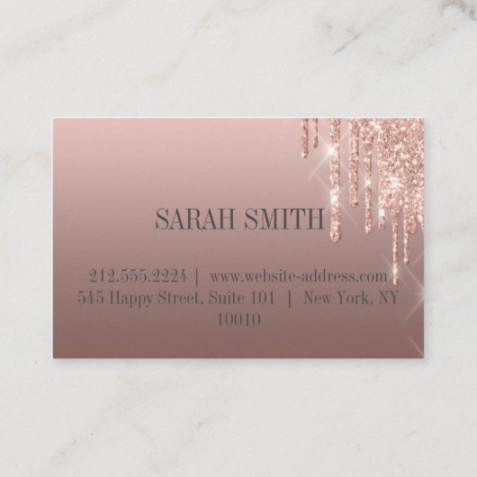 Modern Elegant druipt gouden rozen Visitekaartje (Achterkant)