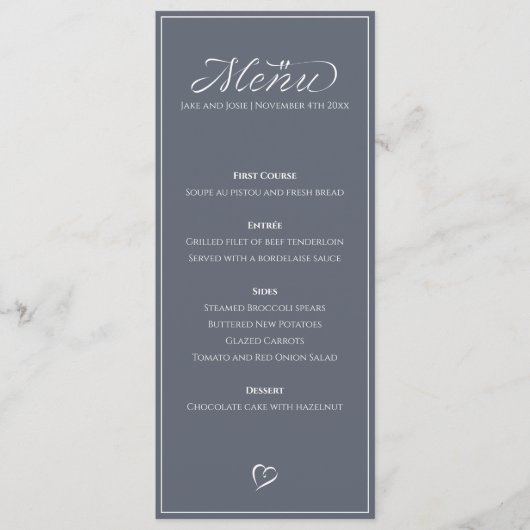 Modern elegant dunraam tafelmenu menu (Voorkant)