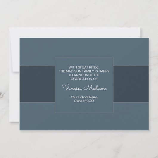 Modern | Elegant Dusty Blue 2 Photo Afstuderen Aankondiging (Achterkant)