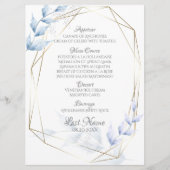 Modern Elegant Dusty Blue Bleek Lila Foliage Menu (Voorkant)