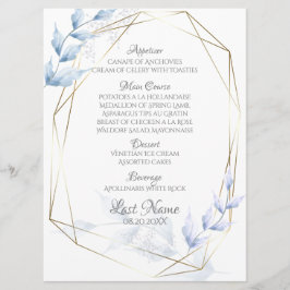 Modern Elegant Dusty Blue Bleek Lila Foliage Menu