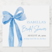 Modern Elegant Dusty Blue Bow Ribbon Vrijgezellenf Likeurfles Etiket (Enkel label)