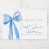 Modern Elegant Dusty Blue Bow Ribbon Vrijgezellenf Sparkling Wijnetiket (Enkel label)