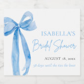 Modern Elegant Dusty Blue Bow Ribbon Vrijgezellenf Sparkling Wijnetiket (Enkel label)