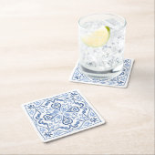 Modern Elegant Dusty Blue en White Kartonnen Onderzetters (Insitu)