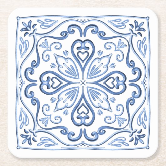 Modern Elegant Dusty Blue en White Kartonnen Onderzetters (Voorkant)