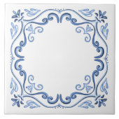 Modern Elegant Dusty Blue en White Tegeltje (Voorkant)