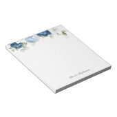Modern Elegant Dusty Blue Floral Notitieblok (Schuin)