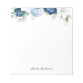 Modern Elegant Dusty Blue Floral Notitieblok (Voorkant)