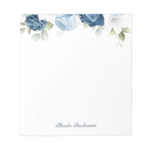 Modern Elegant Dusty Blue Floral Notitieblok