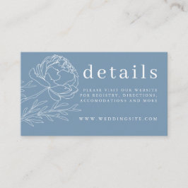 Modern Elegant Dusty Blue Floral Wedding Detail  Informatiekaartje