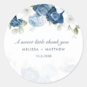 Modern Elegant Dusty Blue Floral Wedding Ronde Sticker (Voorkant)