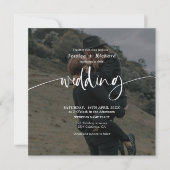 Modern elegant dusty blue foto-trouwscript kaart (Voorkant)