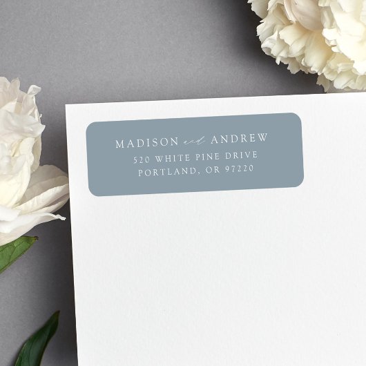 Modern Elegant Dusty Blue Return-adres Etiket