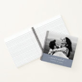 Modern Elegant Dusty Blue Script Photo Wedding Notitieboek (Binnen)