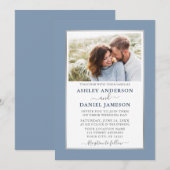 Modern Elegant Dusty Blue Silver Wedding Kaart (Voorkant / Achterkant)