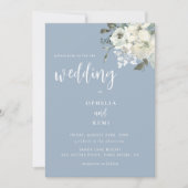 Modern Elegant Dusty Blue Simple Wedding Kaart (Voorkant)