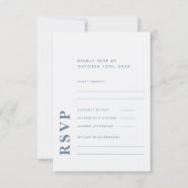 Modern Elegant Dusty Blue Simple Wedding RSVP Kaartje (Voorkant)