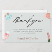 Modern Elegant Dusty Blue Vrijgezellenfeest Thanky Briefpapier (Voorkant / Achterkant)