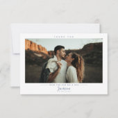 Modern Elegant Dusty Blue Wedding Foto Bedankkaart (Voorkant)