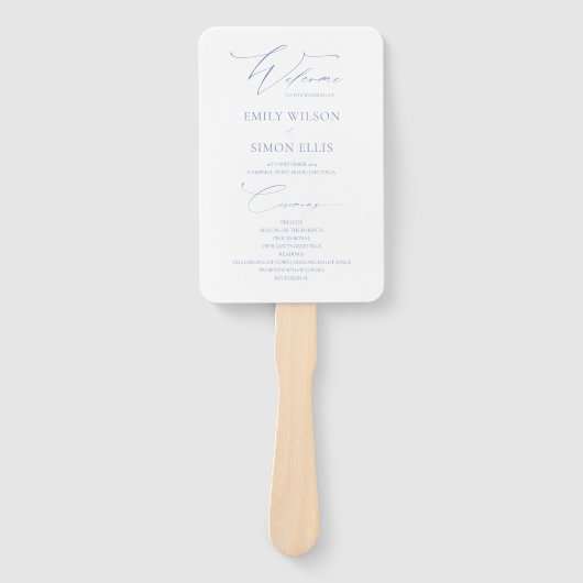 Modern Elegant Dusty Blue Wedding-programma Handwaaier (Voorkant)