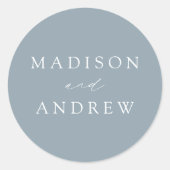 Modern Elegant Dusty Blue Wedding Ronde Sticker (Voorkant)