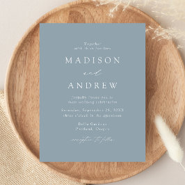 Modern Elegant Dusty Blue Wedding Uitnodiging Briefkaart