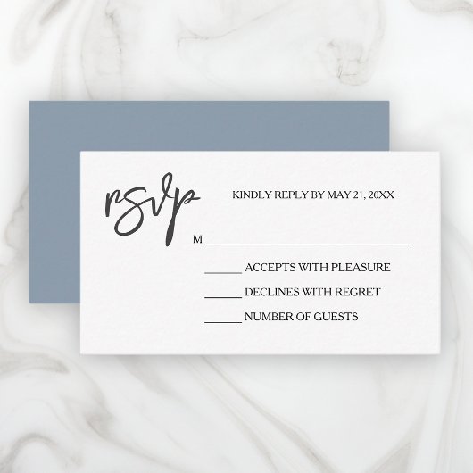 Modern Elegant Dusty Blue White RSVP-kaart Informatiekaartje