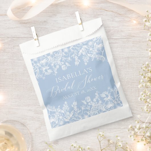 Modern Elegant Dusty Blue Wildflower Vrijgezellenf Bedankzakje (Geknipt)