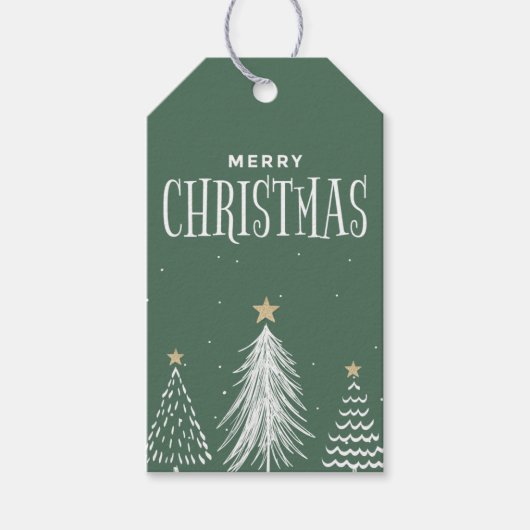 Modern Elegant Dusty Green Merry kerst Cadeaulabel (Voorkant)