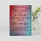 Modern elegant dusty neon Wedding Kaart (Staand voorkant)