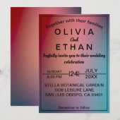 Modern elegant dusty neon Wedding Kaart (Voorkant / Achterkant)