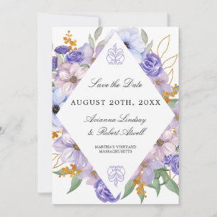 Modern Elegant Dusty Paarse Floral Save the Date