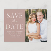 Modern Elegant Dusty Roos Foto Save the Date Aankondigingskaart (Voorkant)