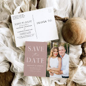 Modern Elegant Dusty Roos Foto Save the Date Aankondigingskaart