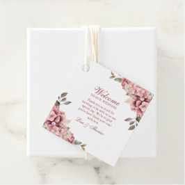 Modern Elegant Dusty Roos Hydrangea Bruiloft Bedankjes Labels
