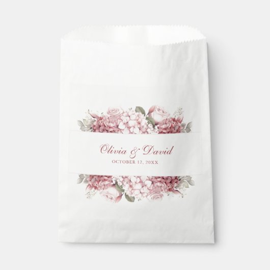 Modern Elegant Dusty Roos Hydrangea Bruiloft Bedankzakje (Voorkant)