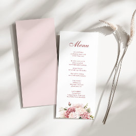 Modern Elegant Dusty Roos Hydrangea Bruiloft Menu