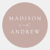 Modern Elegant Dusty Roos Personalized Wedding Ronde Sticker (Voorkant)