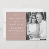Modern Elegant Dusty Roos Photo Wedding Kaart (Voorkant)