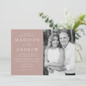 Modern Elegant Dusty Roos Photo Wedding Kaart (Staand voorkant)