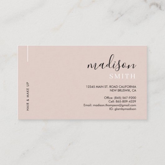 Modern Elegant Dusty Roos Pink Trendy Cursive Visitekaartje (Achterkant)