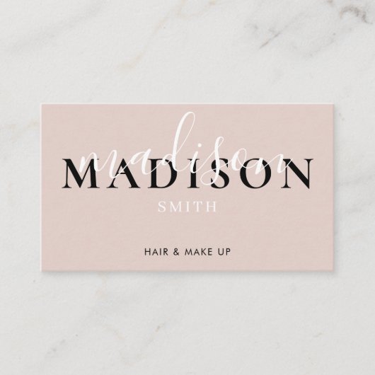 Modern Elegant Dusty Roos Pink Trendy Cursive Visitekaartje (Voorkant)