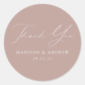 Modern Elegant Dusty Roos Weddenschap Bedankt Ronde Sticker (Voorkant)